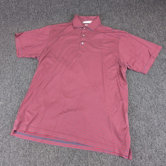 Martin Other - Martin Men Polo Shirt Medium Pima Cotton Red Blue Striped Vintage Golf Short Slv